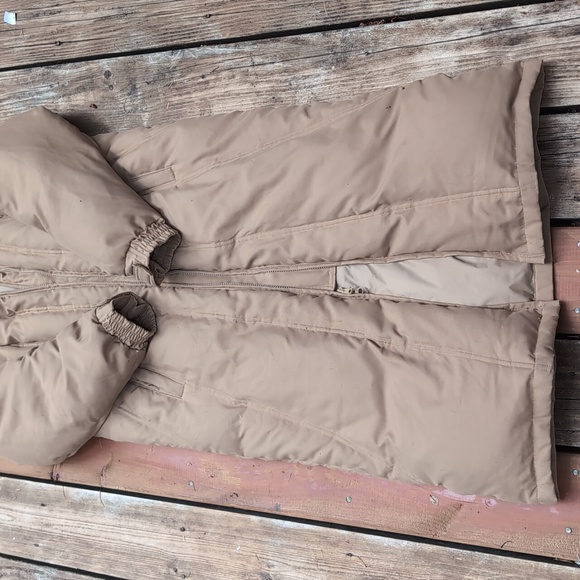 Vintage Cabela's Goose Down Stadium Jacket Trench Coat w/ Fox Fur Lined Hood - Picture 6 of 7